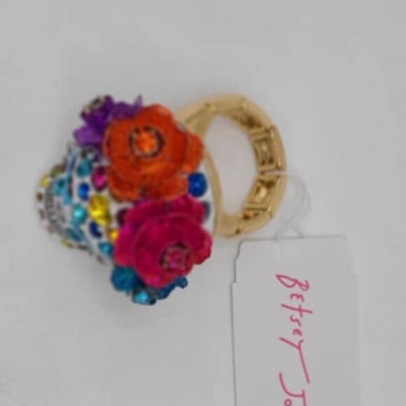 Betsey Johnson Floral Sugar Skull Stretch Ring NWT!  NEW!  Day of the Dead - Picture 5 of 8